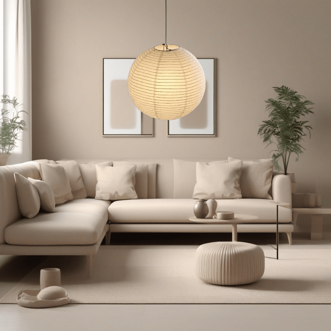 Vrimlo Paper Balloon Pendant Lights — Rounded Paper Shade, Soft Warm Glow