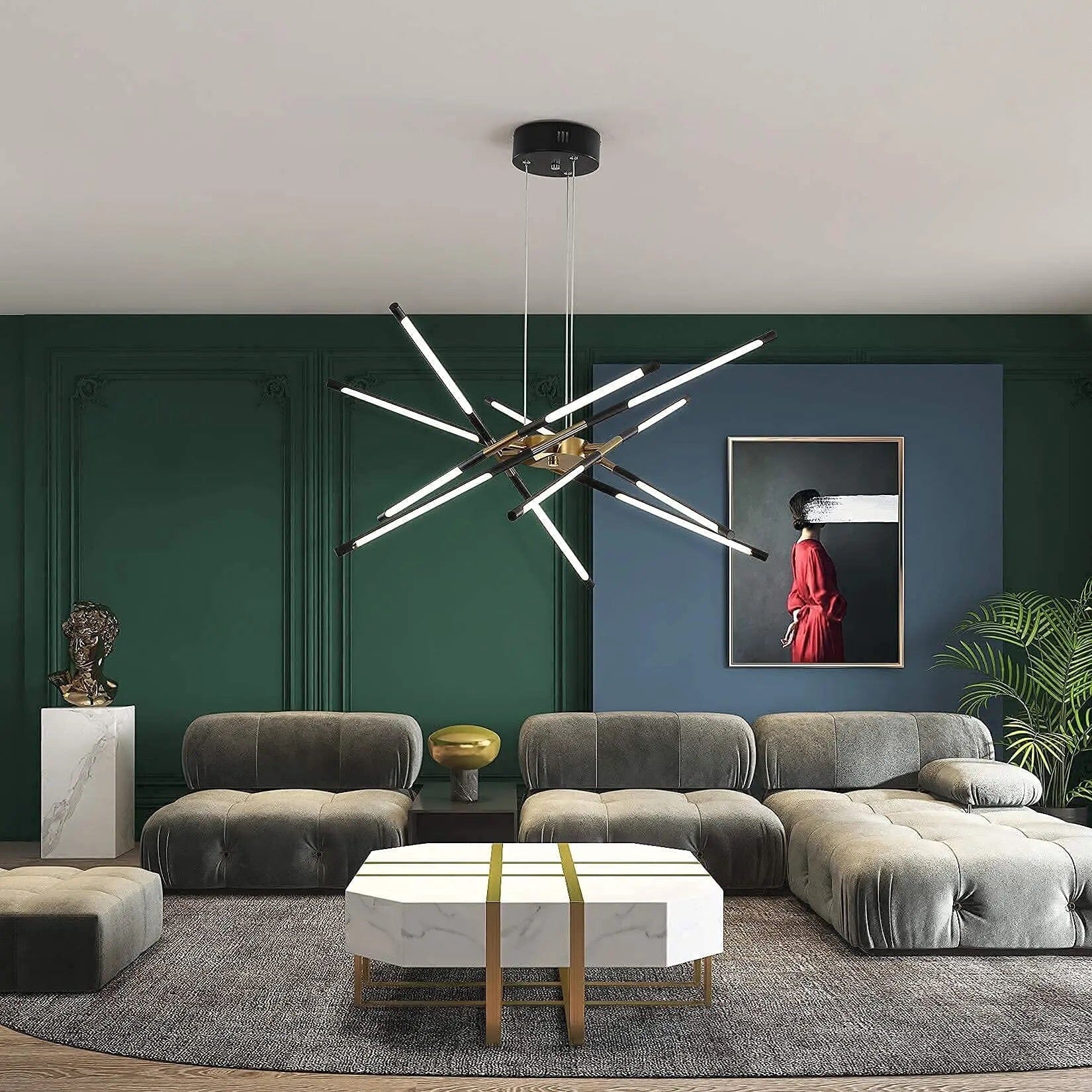Nexa Iron Chandelier — Angular Geometric Design, Modern Lighting Fixture