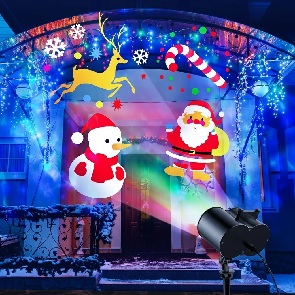 AuroraGlow Outdoor Christmas Lights Projector — 16 Animated Holiday Motifs