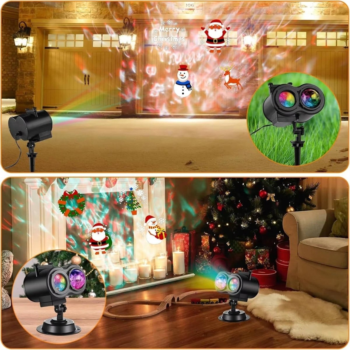 AuroraGlow Outdoor Christmas Lights Projector — 16 Animated Holiday Motifs