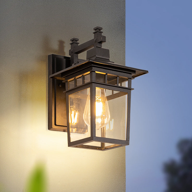 Zwarte aluminium-buitenwandlamp - IP23 E27 waterdicht