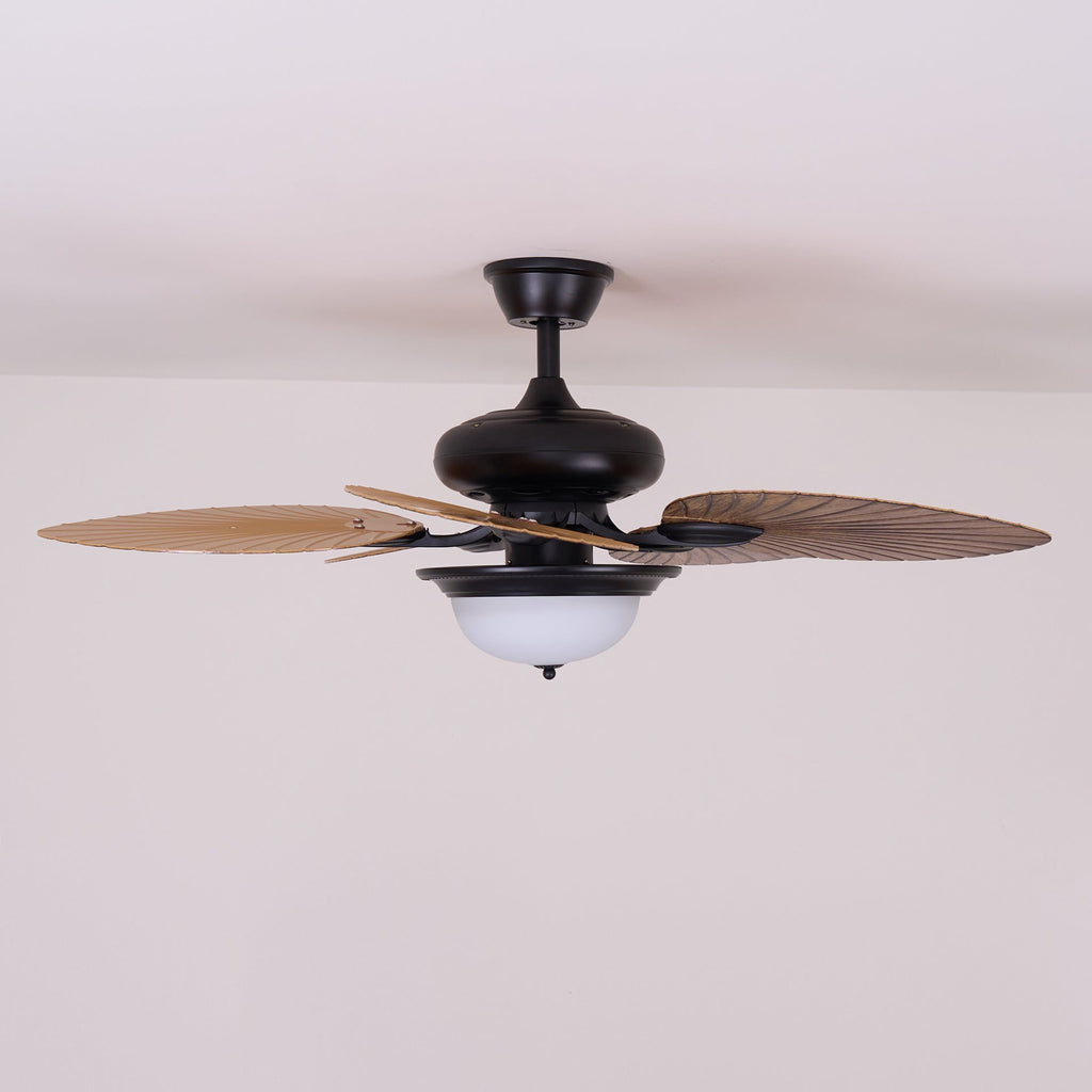Tropischer Holz-Deckenventilator mit Licht, Fernbedienung und 6 Geschwindigkeitsstufen