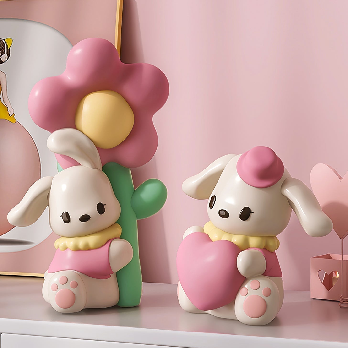 LumiBunny Nightstand Lamp — Rabbit and Floral Motif, Soft Ambient Glow