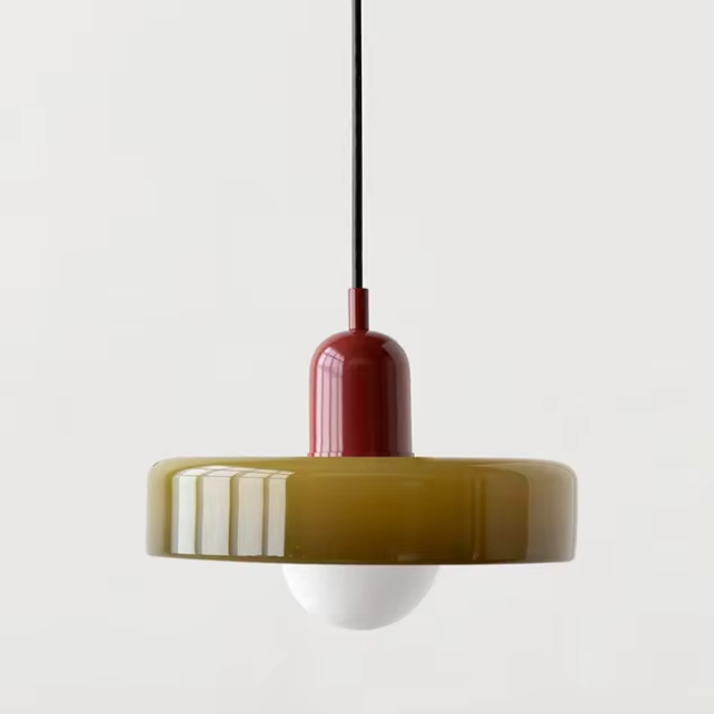 Lámpara colgante de vidrio – Pantalla Bauhaus de doble color