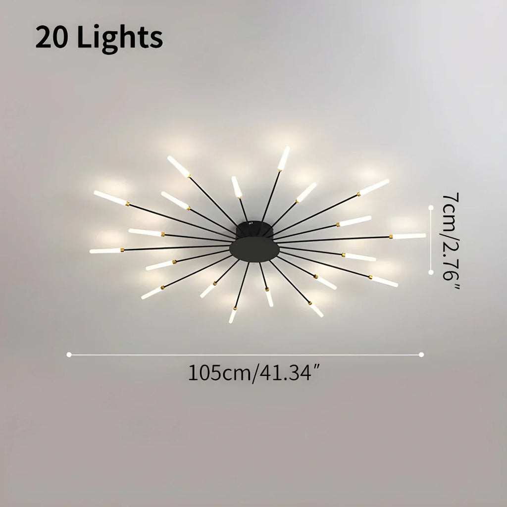 LED-Deckenleuchte aus Metall mit 20-42 Leuchten — Schwarz-Gold, dimmbar