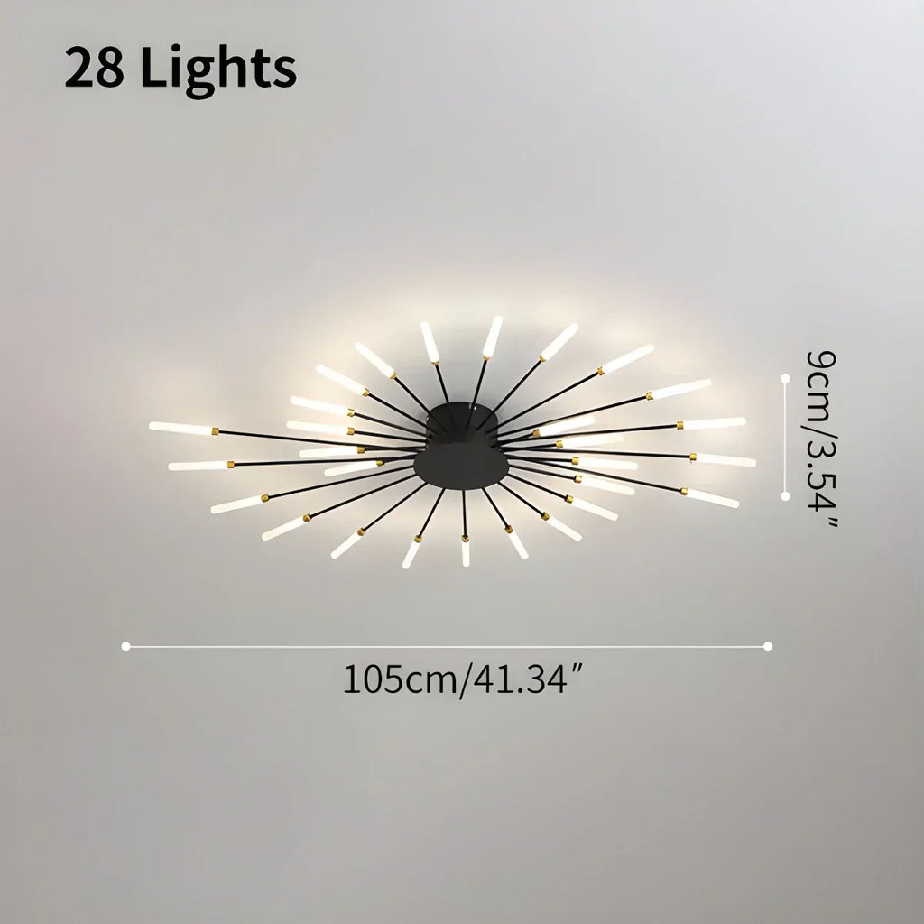LED-Deckenleuchte aus Metall mit 20-42 Leuchten — Schwarz-Gold, dimmbar