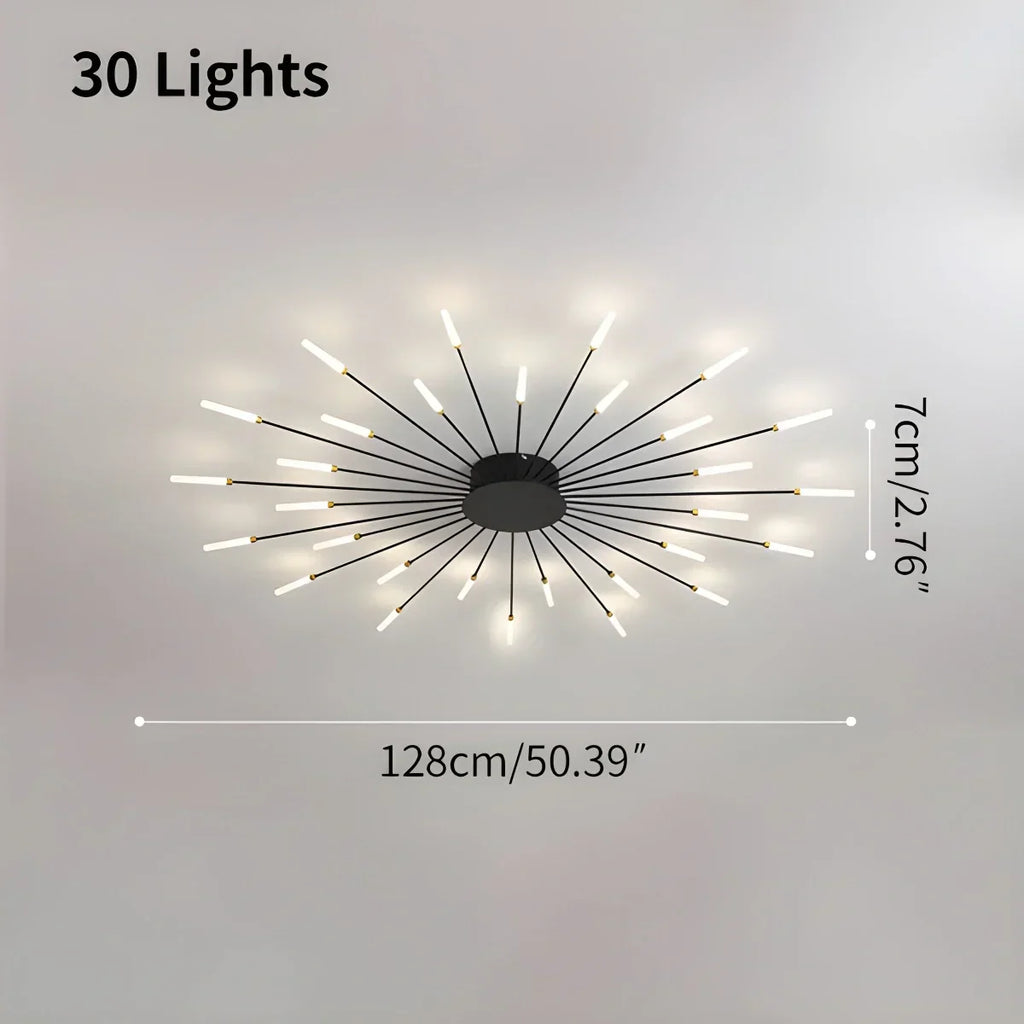 LED-Deckenleuchte aus Metall mit 20-42 Leuchten — Schwarz-Gold, dimmbar
