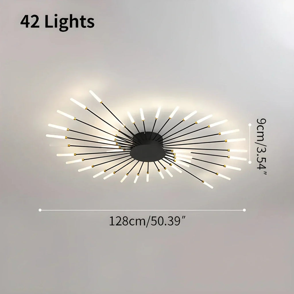 LED-Deckenleuchte aus Metall mit 20-42 Leuchten — Schwarz-Gold, dimmbar