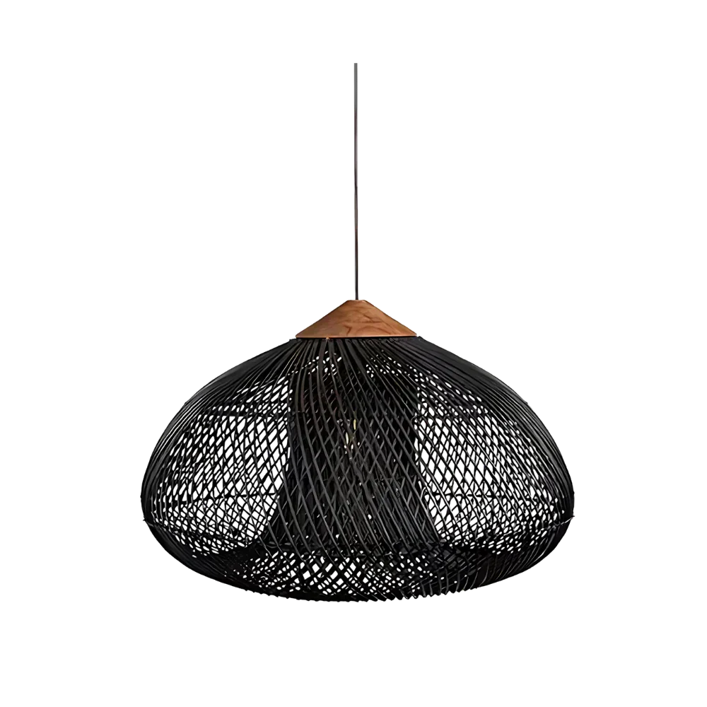 Lampă suspendată din ratan, lucrată manual - decor Japandi boho