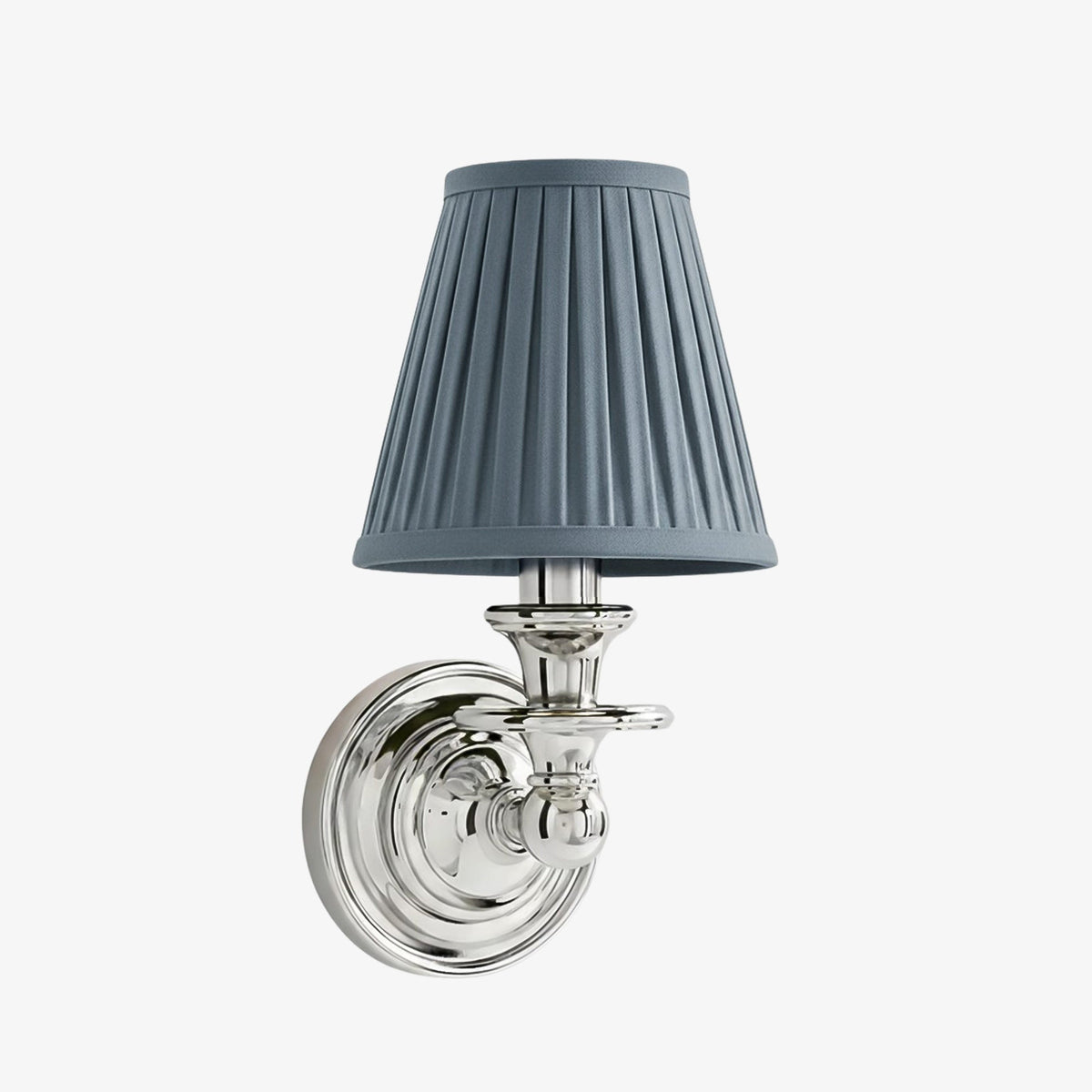 Vägglampa i smidesjärn — tygskärm, svanhalsarm