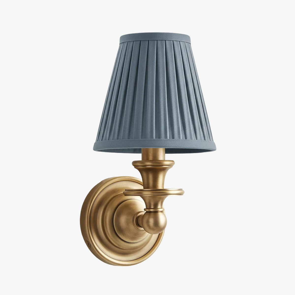 Vägglampa i smidesjärn — tygskärm, svanhalsarm