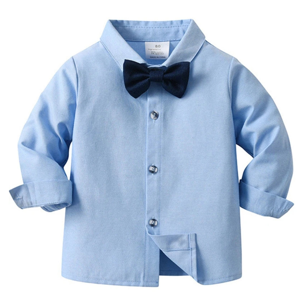 Poikien 3-osainen pukusetti — sininen paita, liivi ja housut