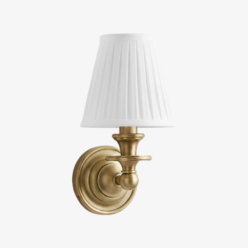 Vägglampa i smidesjärn — tygskärm, svanhalsarm