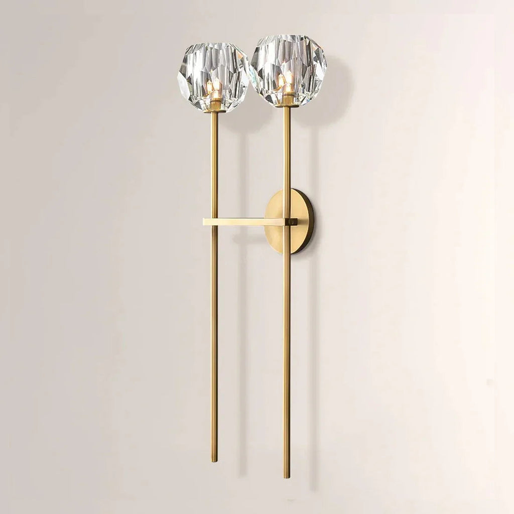 Faceted Crystal Brass Wall Sconce | wildoxy