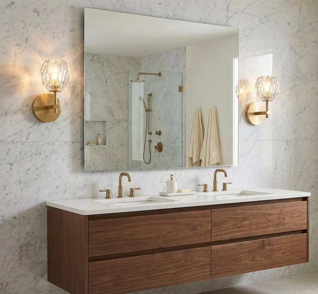 Faceted Crystal Brass Wall Sconce | wildoxy