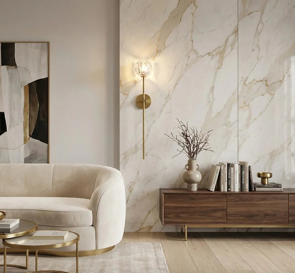 Faceted Crystal Brass Wall Sconce | wildoxy