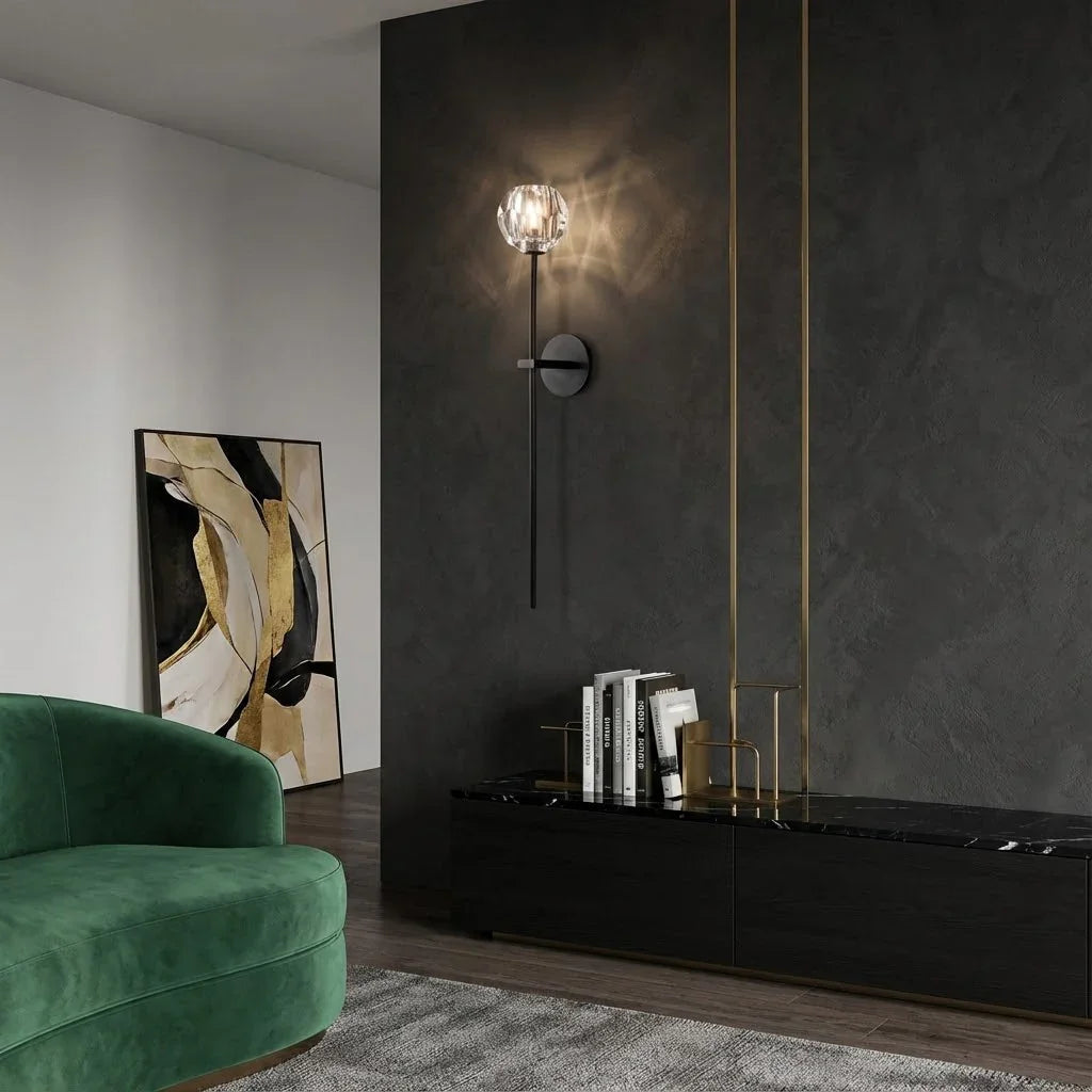 Faceted Crystal Brass Wall Sconce | wildoxy