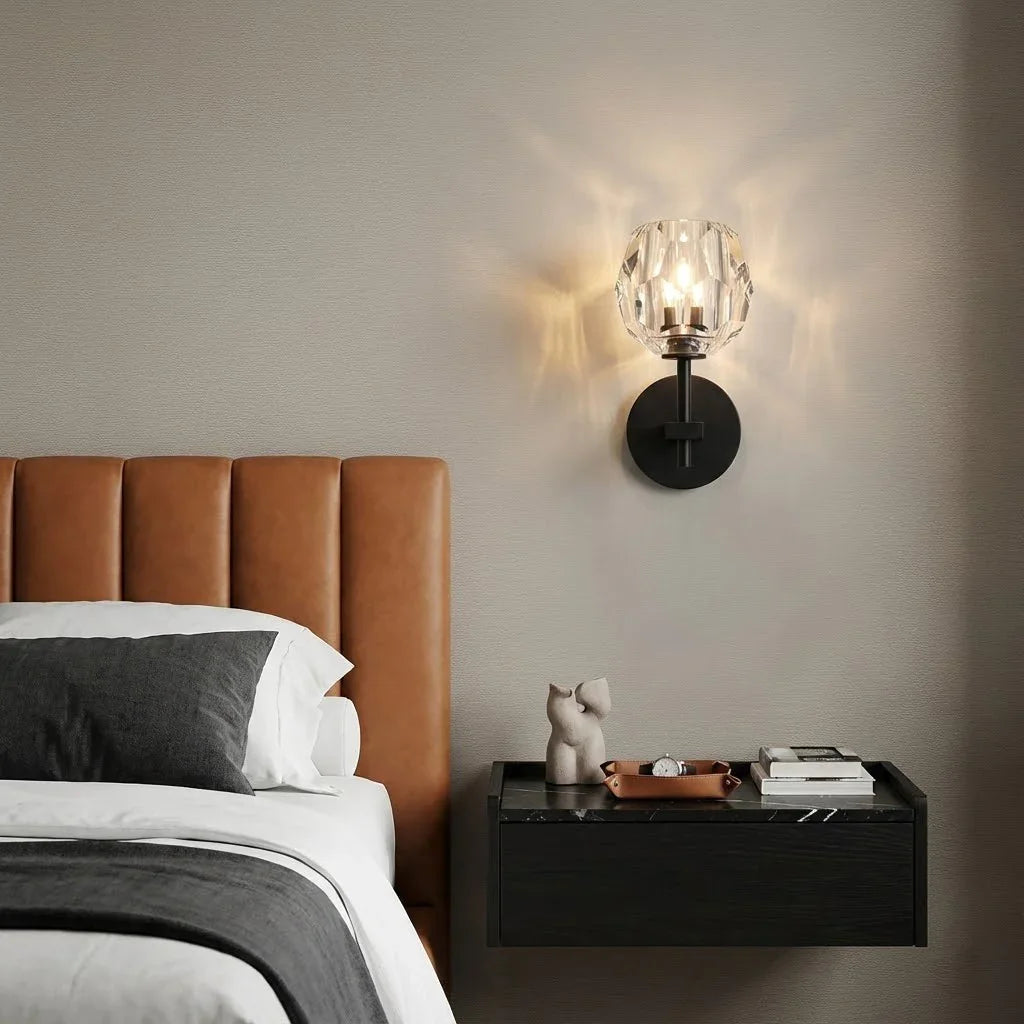 Faceted Crystal Brass Wall Sconce | wildoxy