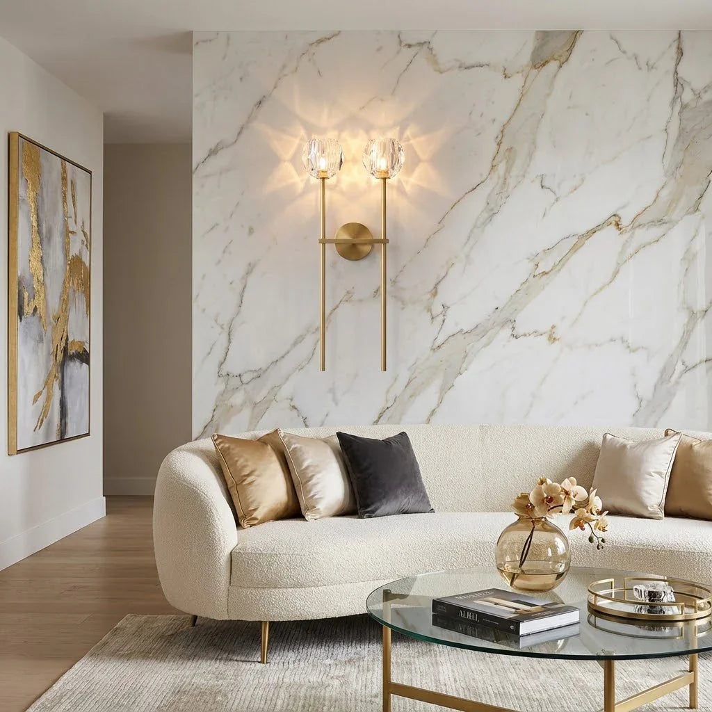 Faceted Crystal Brass Wall Sconce | wildoxy