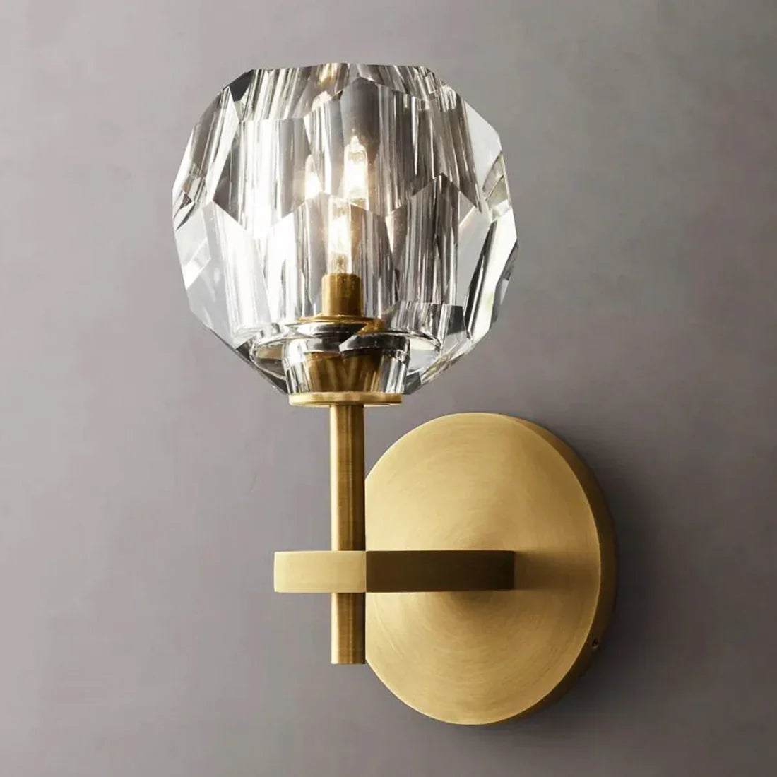 Faceted Crystal Brass Wall Sconce | wildoxy