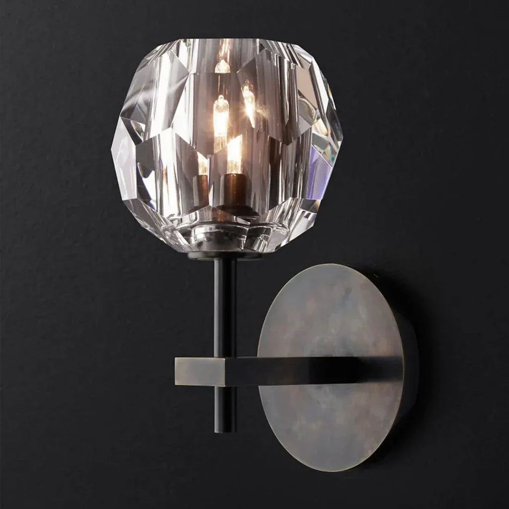 Faceted Crystal Brass Wall Sconce | wildoxy