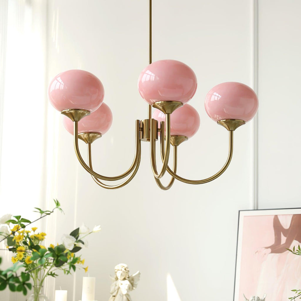 Gold Finish Bubble Glass Chandelier — Modern Ceiling Pendant