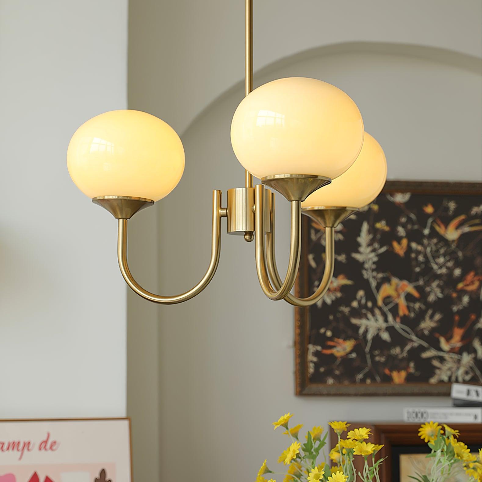 Gold Finish Bubble Glass Chandelier — Modern Ceiling Pendant