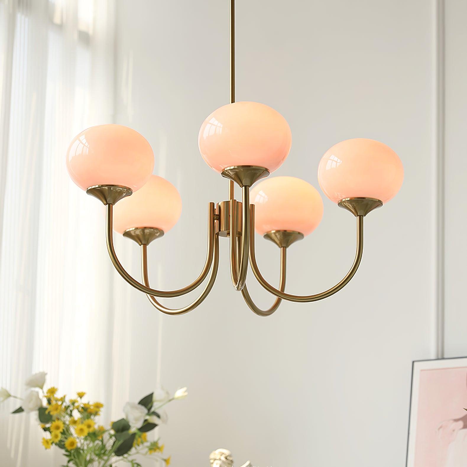 Gold Finish Bubble Glass Chandelier — Modern Ceiling Pendant
