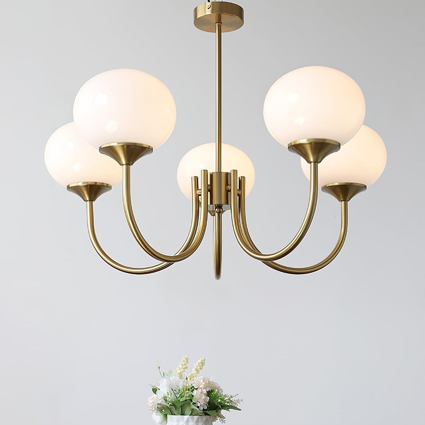 Gold Finish Bubble Glass Chandelier — Modern Ceiling Pendant