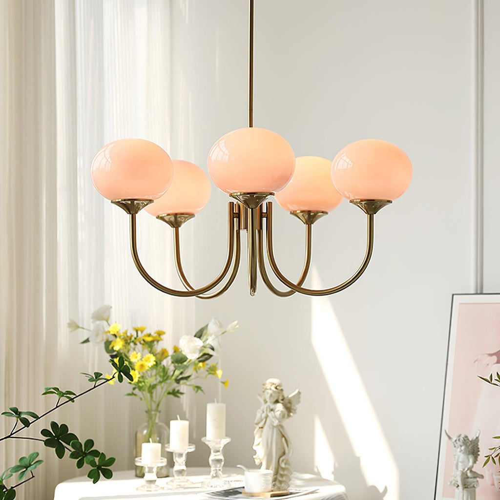 Gold Finish Bubble Glass Chandelier — Modern Ceiling Pendant