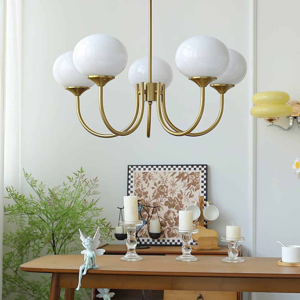 Gold Finish Bubble Glass Chandelier — Modern Ceiling Pendant