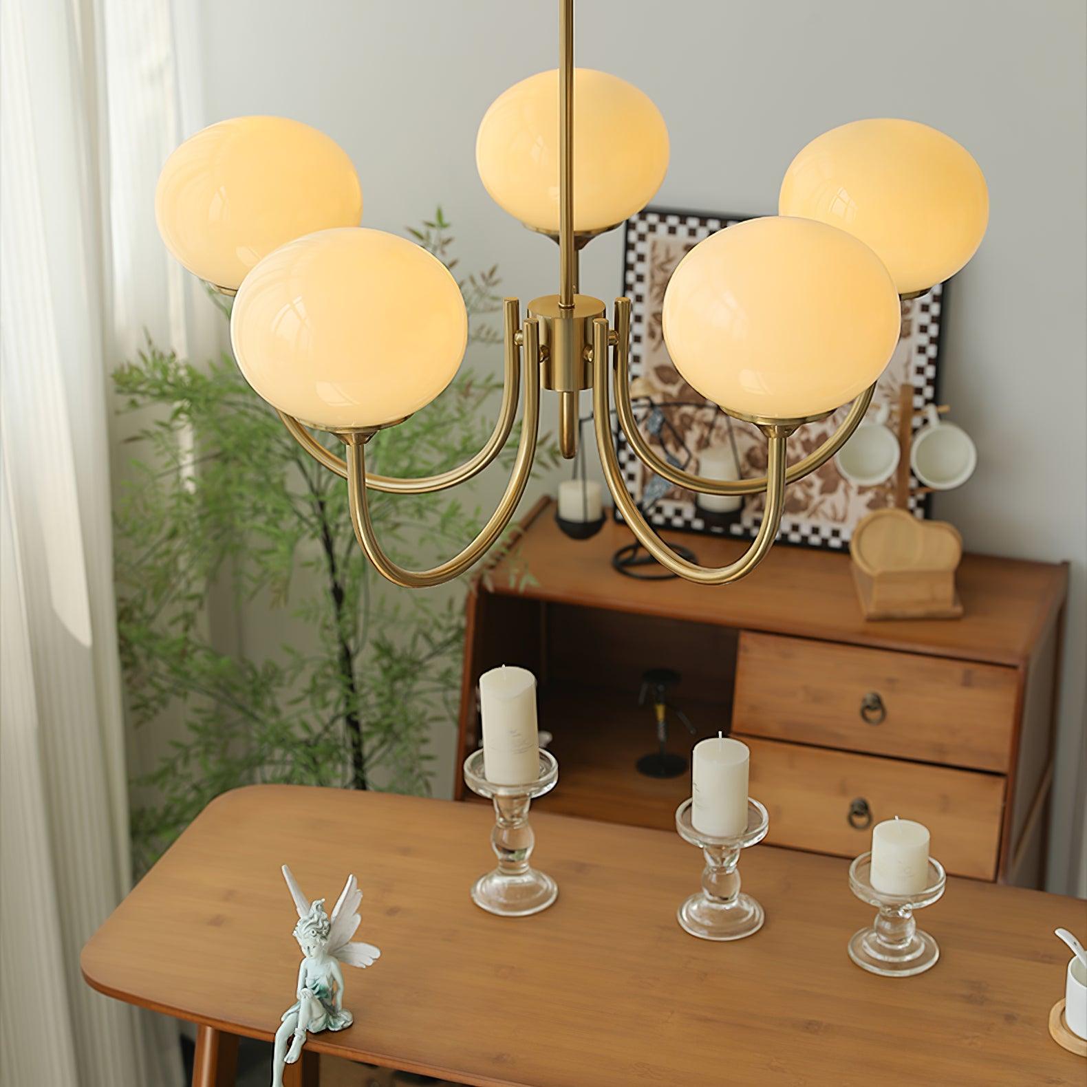 Gold Finish Bubble Glass Chandelier — Modern Ceiling Pendant