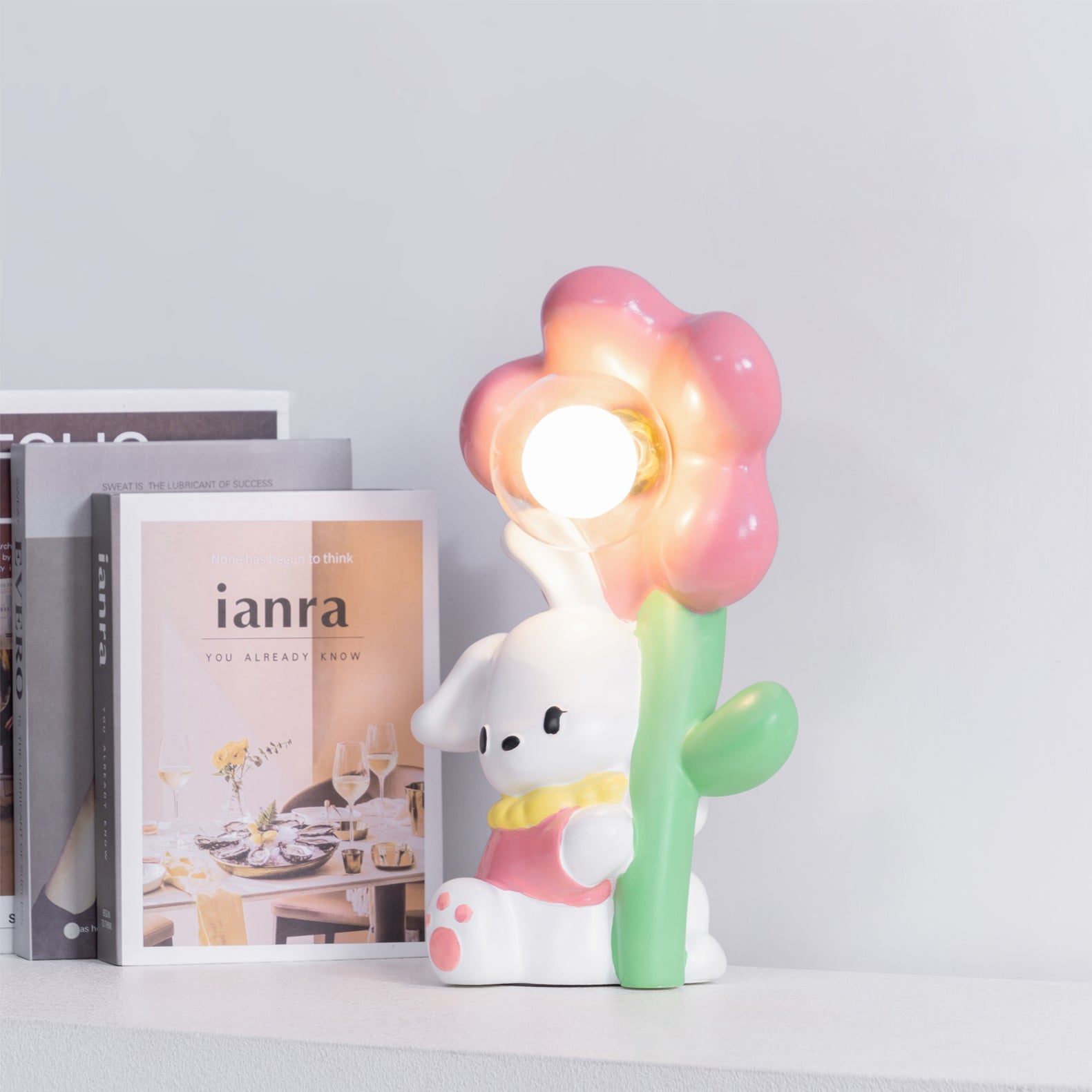 LumiBunny Nightstand Lamp — Rabbit and Floral Motif, Soft Ambient Glow