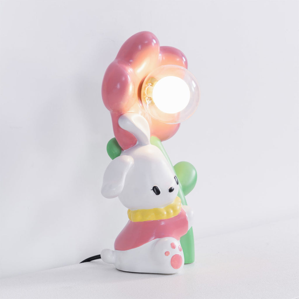 LumiBunny Nightstand Lamp — Rabbit and Floral Motif, Soft Ambient Glow