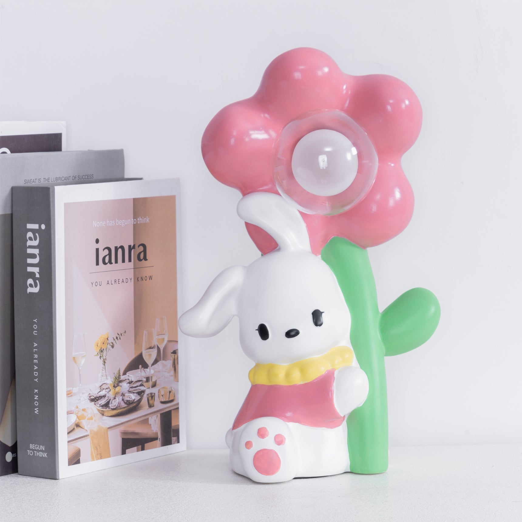 LumiBunny Nightstand Lamp — Rabbit and Floral Motif, Soft Ambient Glow