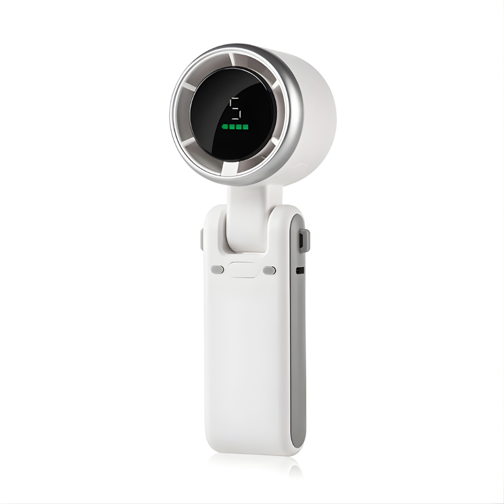 Ventilator de mână pliabil — 3-în-1, afișaj digital, 5 viteze