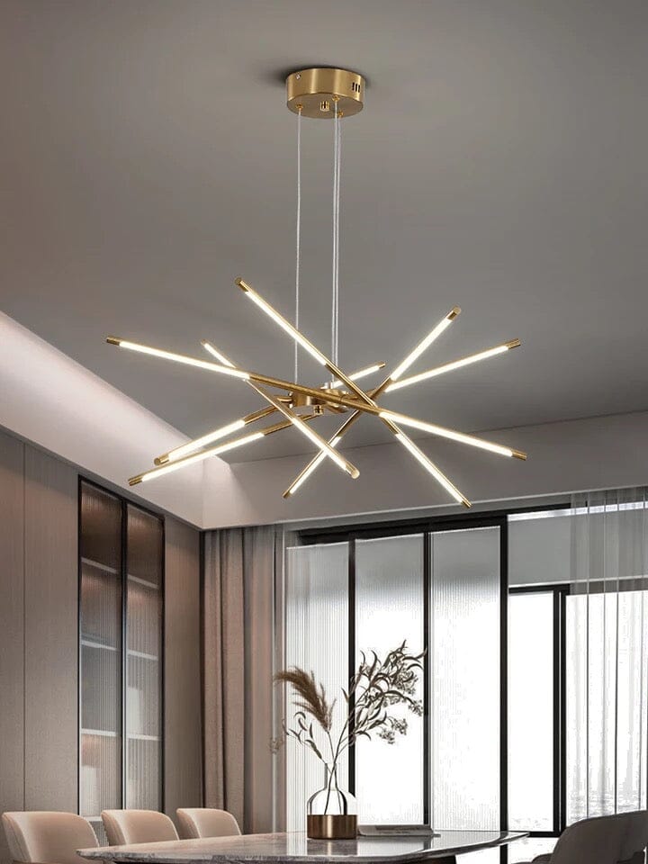 Nexa Iron Chandelier — Angular Geometric Design, Modern Lighting Fixture