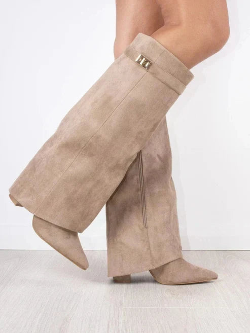 Women's Lined Boots, Fold-Over Cuff, 8.5 cm Heel, 42