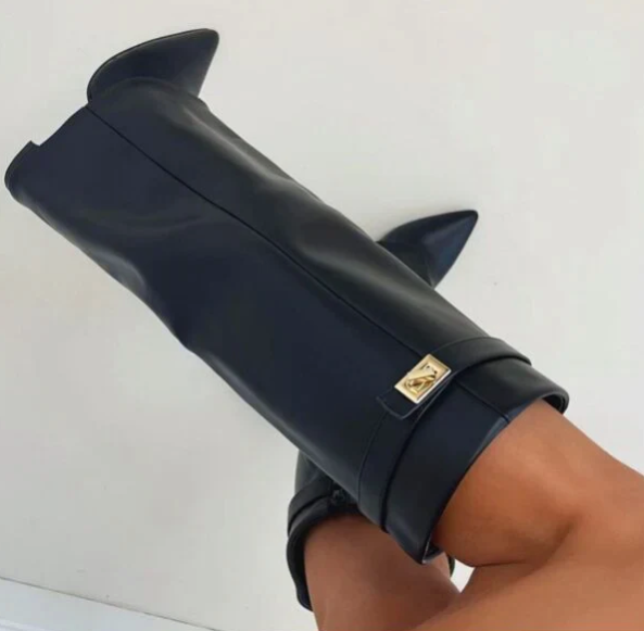 Women's Lined Boots, Fold-Over Cuff, 8.5 cm Heel, 42