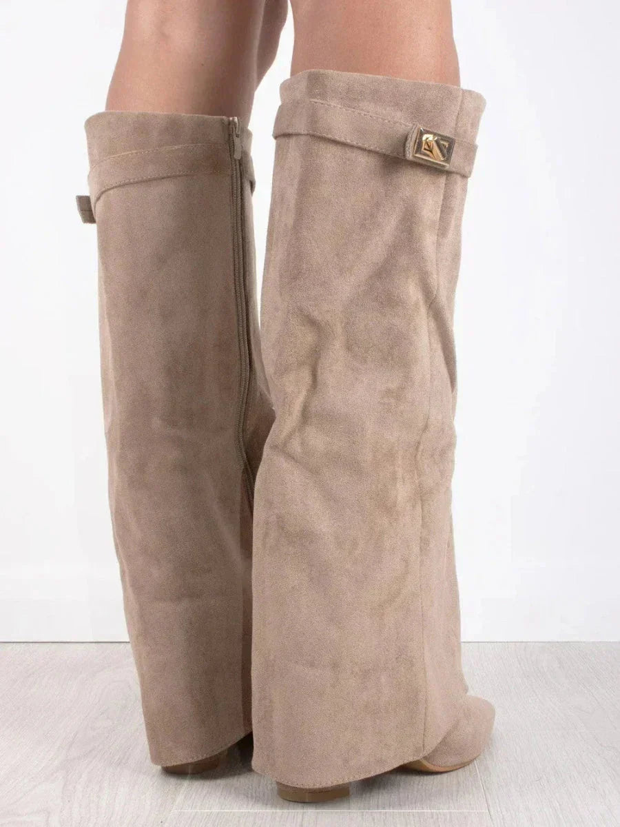Women's Lined Boots, Fold-Over Cuff, 8.5 cm Heel, 42
