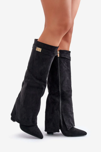 Women's Lined Boots, Fold-Over Cuff, 8.5 cm Heel, 42