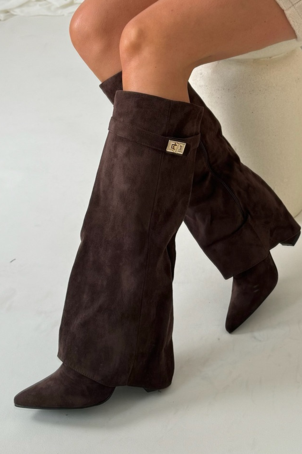 Women's Lined Boots, Fold-Over Cuff, 8.5 cm Heel, 42