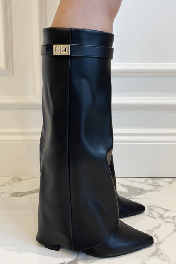 Women's Lined Boots, Fold-Over Cuff, 8.5 cm Heel, 42