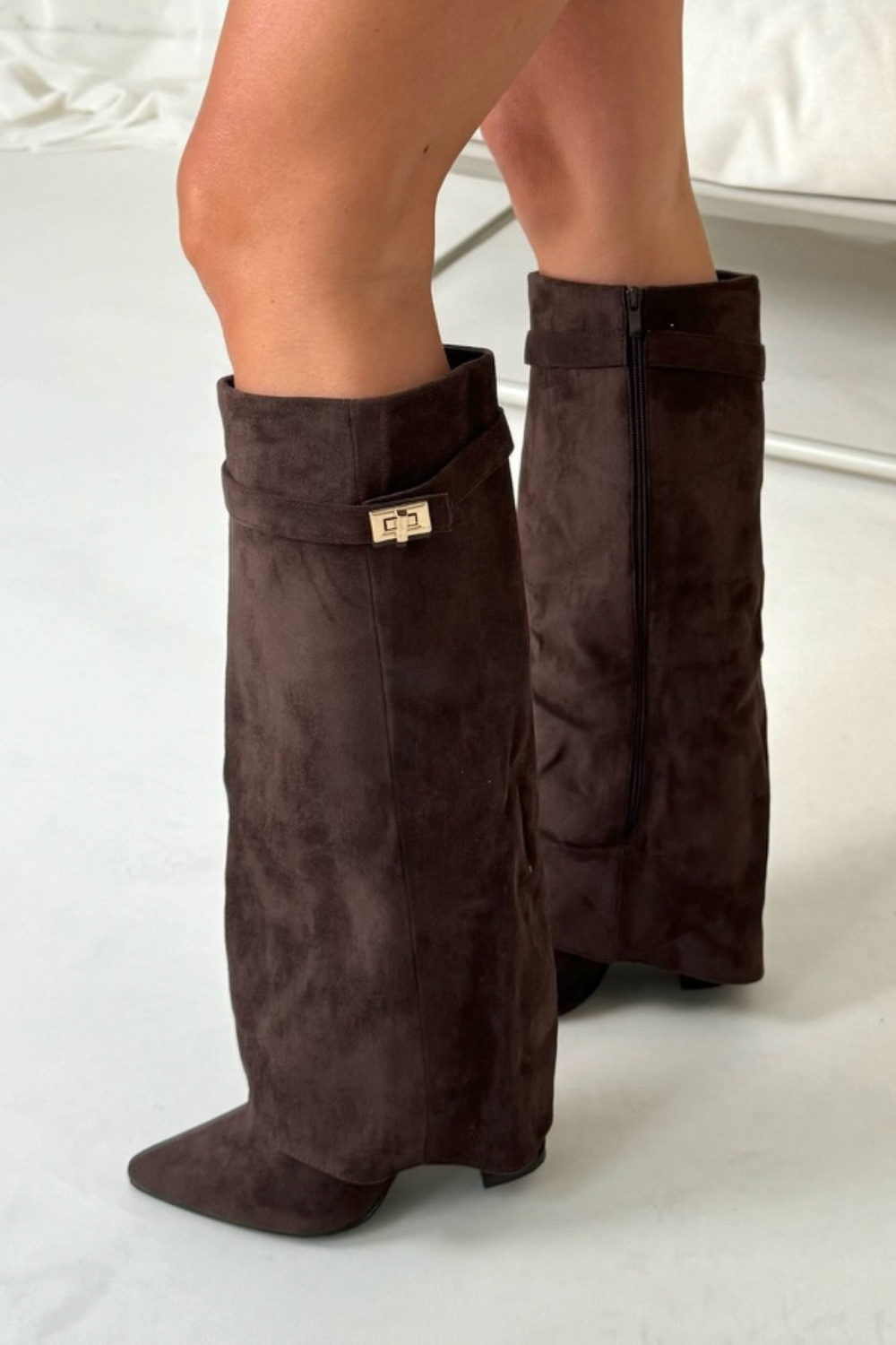Women's Lined Boots, Fold-Over Cuff, 8.5 cm Heel, 42