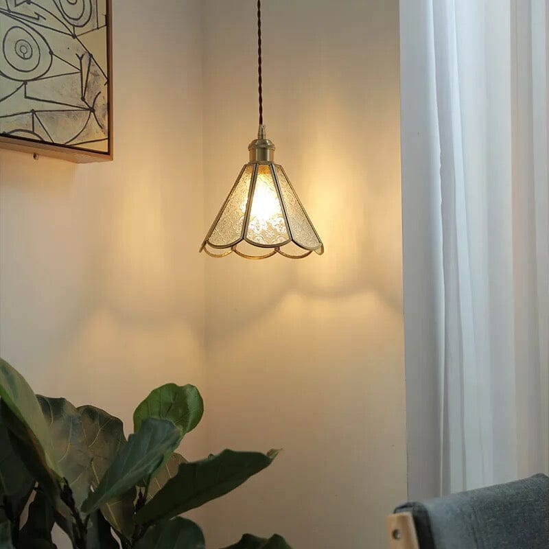 Kirei Vintage Japanese-Inspired Pendant Lamps — Copper and Stained Glass Shade
