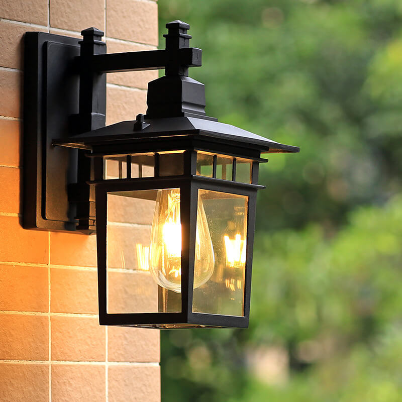 Zwarte aluminium-buitenwandlamp - IP23 E27 waterdicht