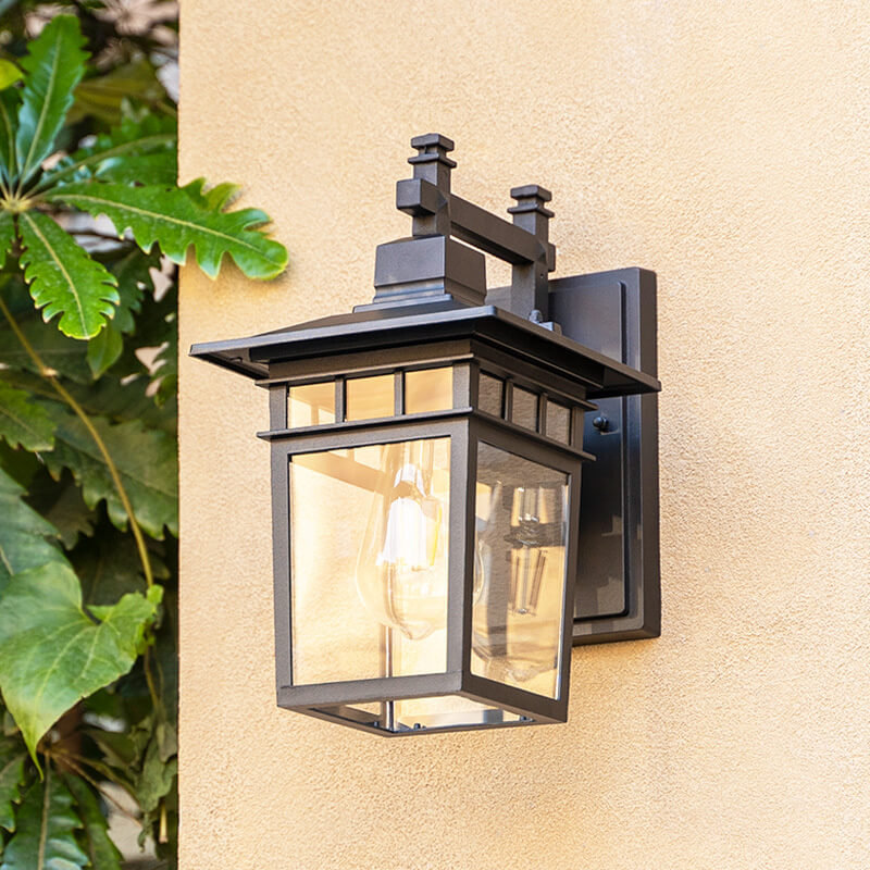 Zwarte aluminium-buitenwandlamp - IP23 E27 waterdicht