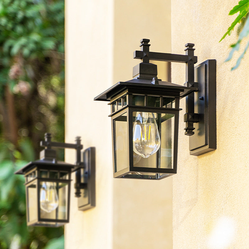 Zwarte aluminium-buitenwandlamp - IP23 E27 waterdicht