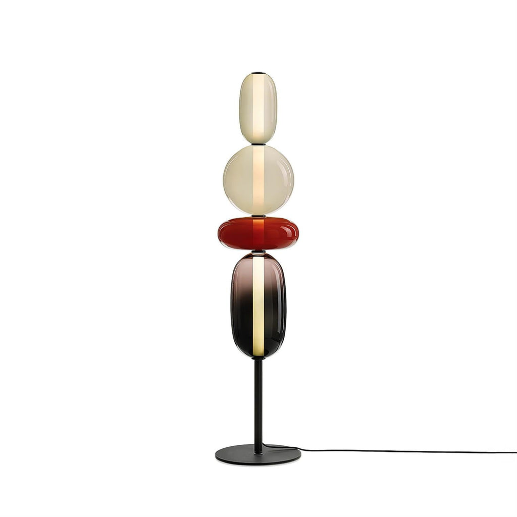 Handgeblasene Glas-Stehlampe mit schwarzem Standfuß