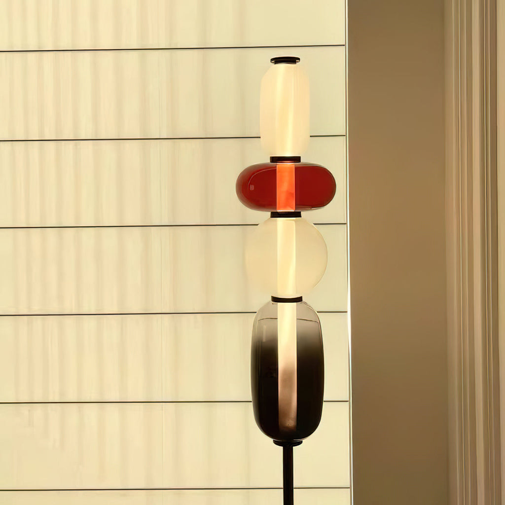 Handgeblasene Glas-Stehlampe mit schwarzem Standfuß